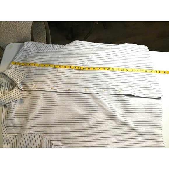 GEOFFREY BEENE-MEN STRIPED WHITE/BLUE LONG SLEEVE BUTTON-DOWN SHIRT SIZE NECK 17 - Picture 6 of 6